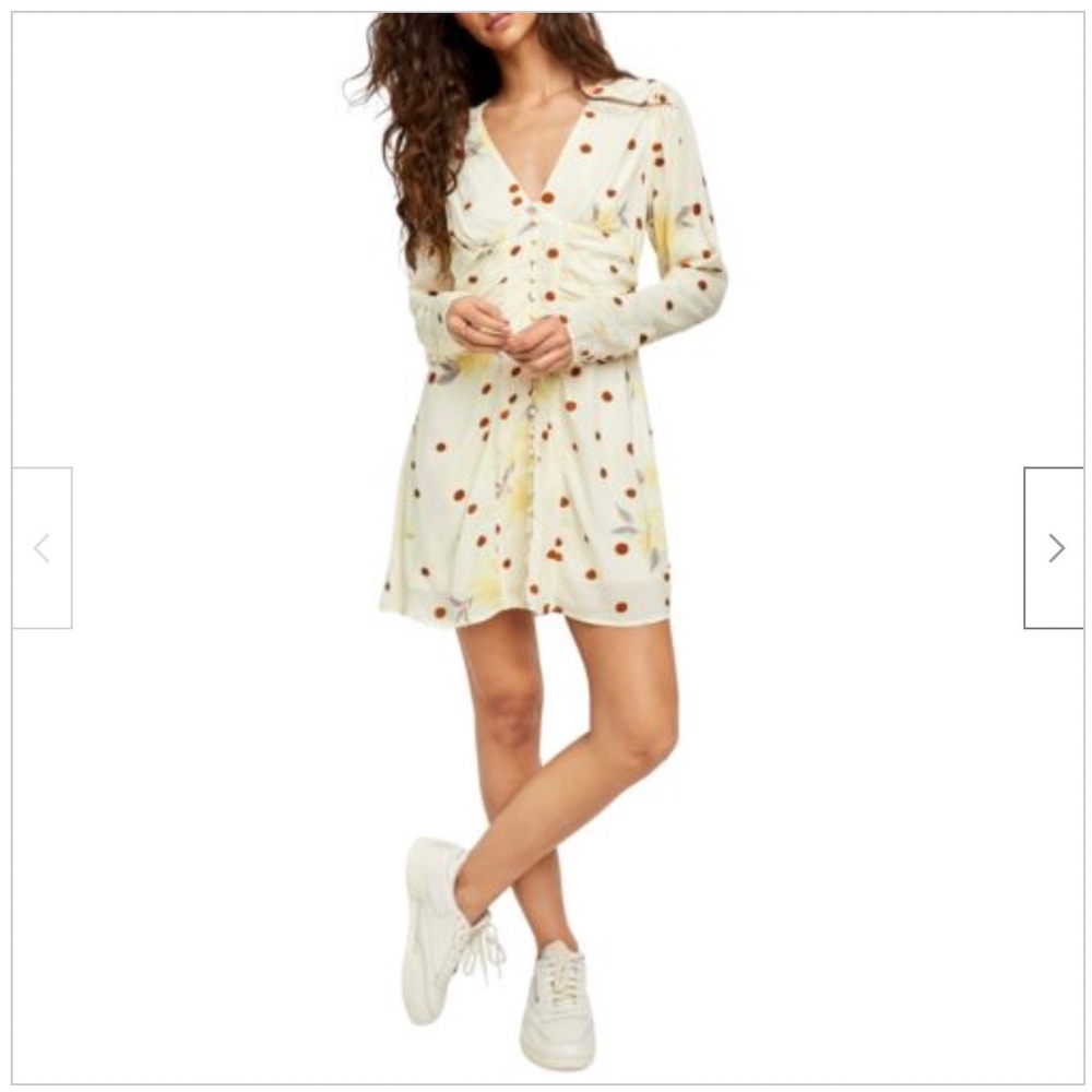 Free People Floral Long Sleeve Dress Sunshine Combo